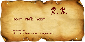 Rohr Nándor névjegykártya